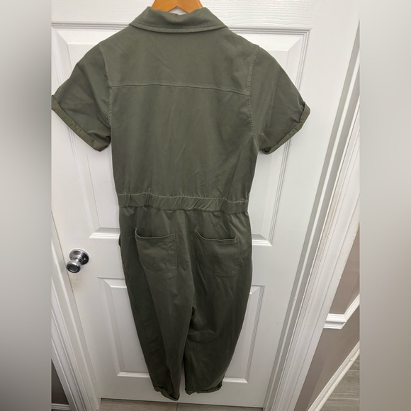 Mono B Sage Green Women’s Utility Short-Sleeved Jumpsuit 6 Pockets, Size L - Picture 2 of 11